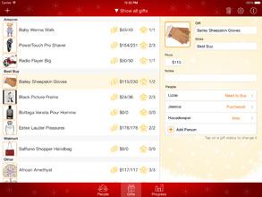 gift list ipad screenshot