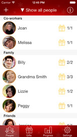 people list iphone screenshot