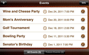 events list iphone screenshot